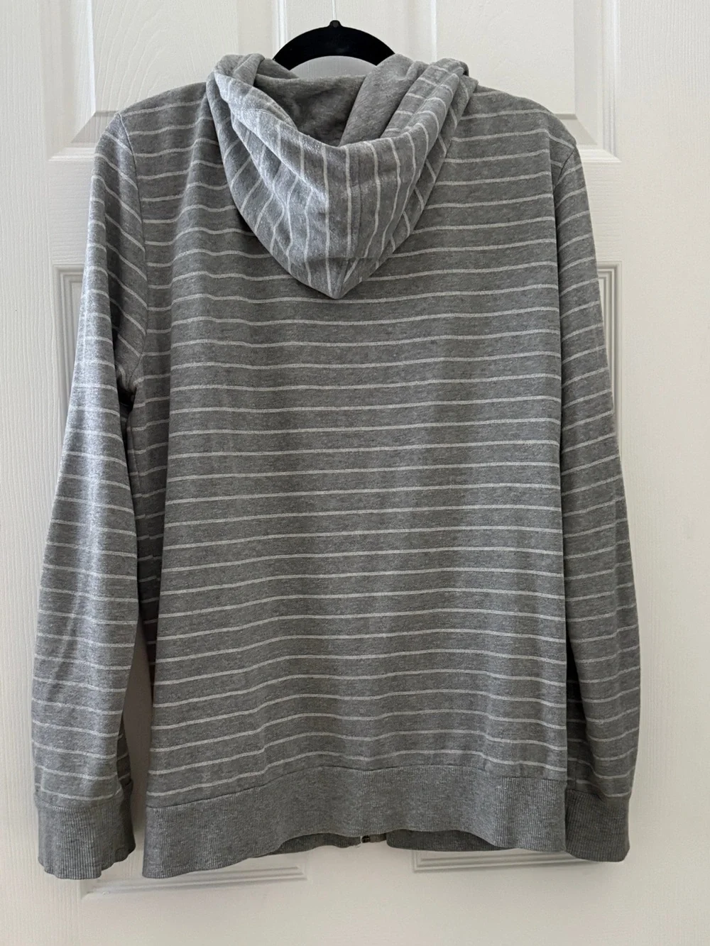 Forever 21 Men Gray Striped Zip-up Hoodie Soft & Cuddly Large